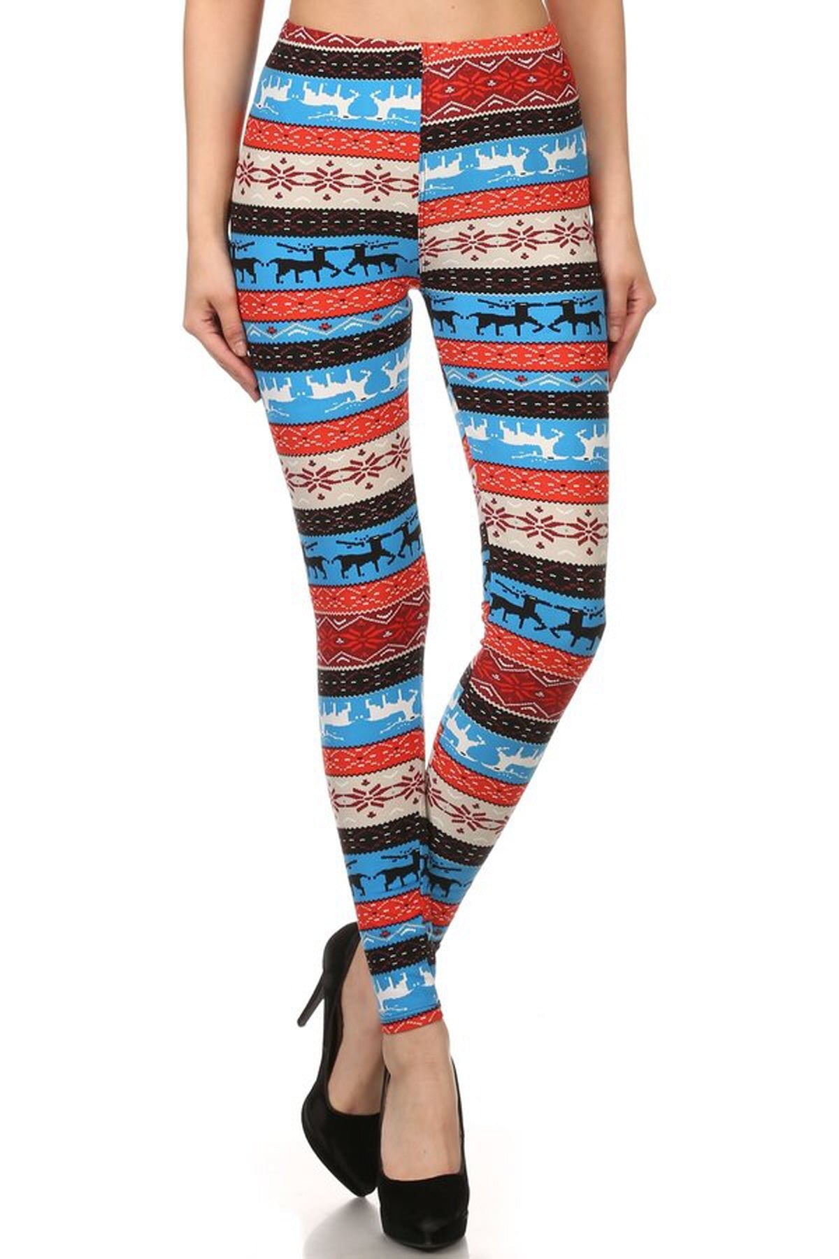 Multi Color Pattern Reindeer Legging