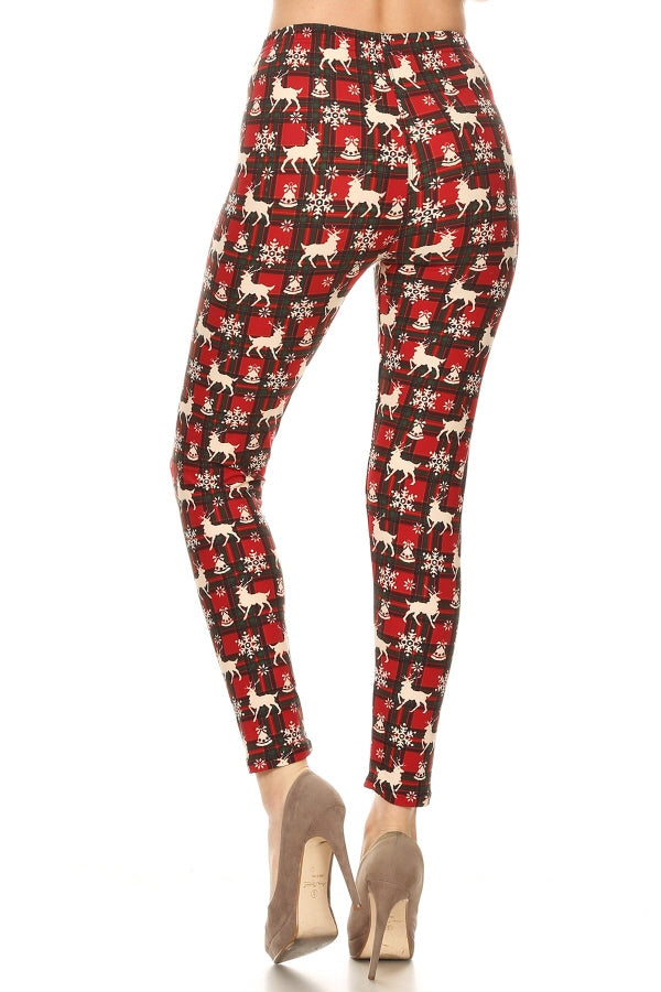 Black and Red Plaid with Snowflake and Reindeer