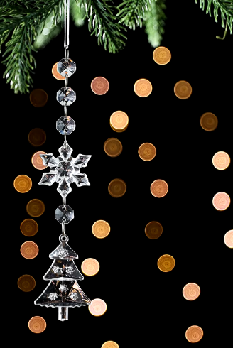 2 Pack Christmas Crystal Ornaments Clear Plastic Xmas Tree Pendant for Christmas Winter Snow Theme DIY Decorations