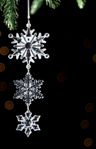 2 Pack Christmas Crystal Ornaments Clear Plastic Xmas Tree Pendant for Christmas Winter Snow Theme DIY Decorations