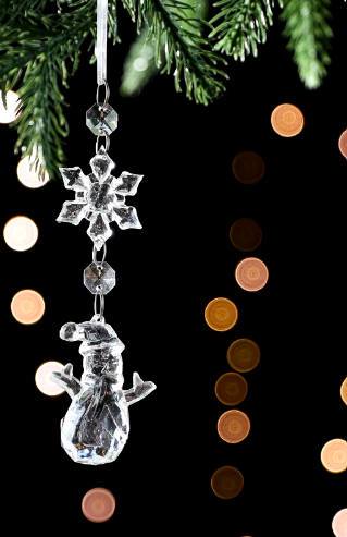 2 Pack Christmas Crystal Ornaments Clear Plastic Xmas Tree Pendant for Christmas Winter Snow Theme DIY Decorations