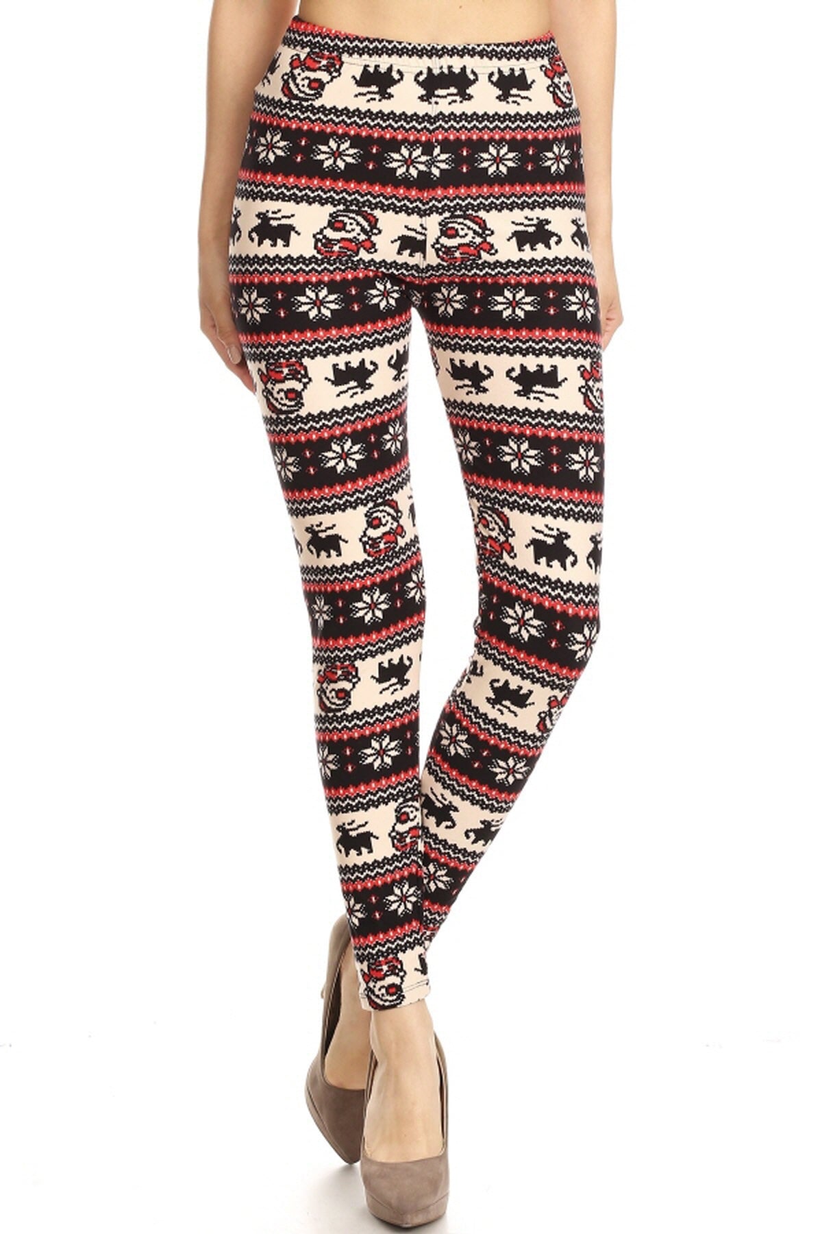 Red and White Santa Reindeer Legging