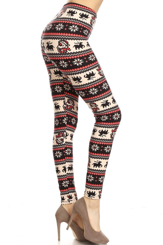 Red and White Santa Reindeer Legging