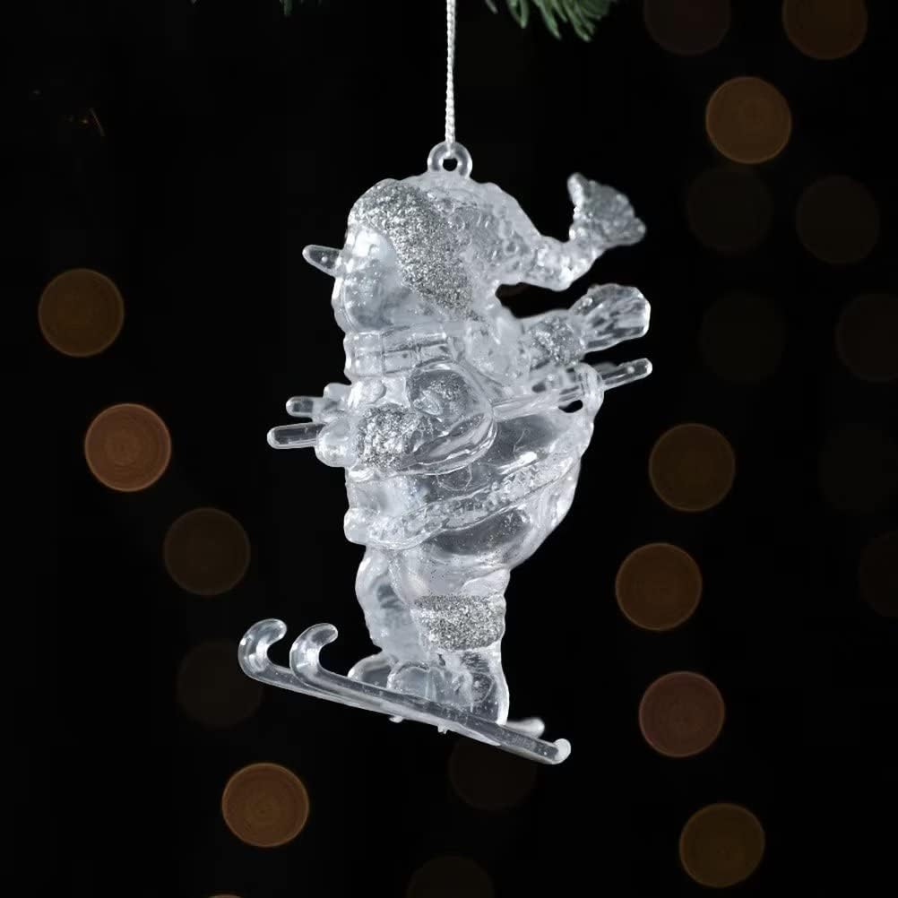 2 Pack Christmas Crystal Ornaments Clear Plastic Xmas Tree Pendant for Christmas Winter Snow Theme DIY Decorations