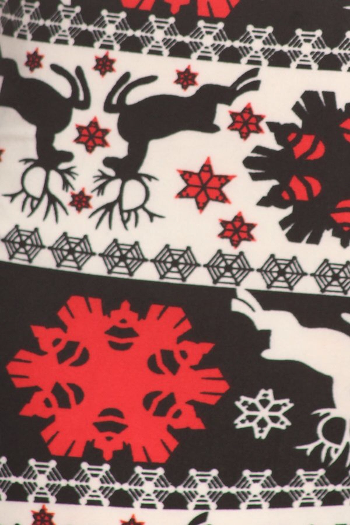 Black and White Pattern with Snowflake and Reindeer Legging