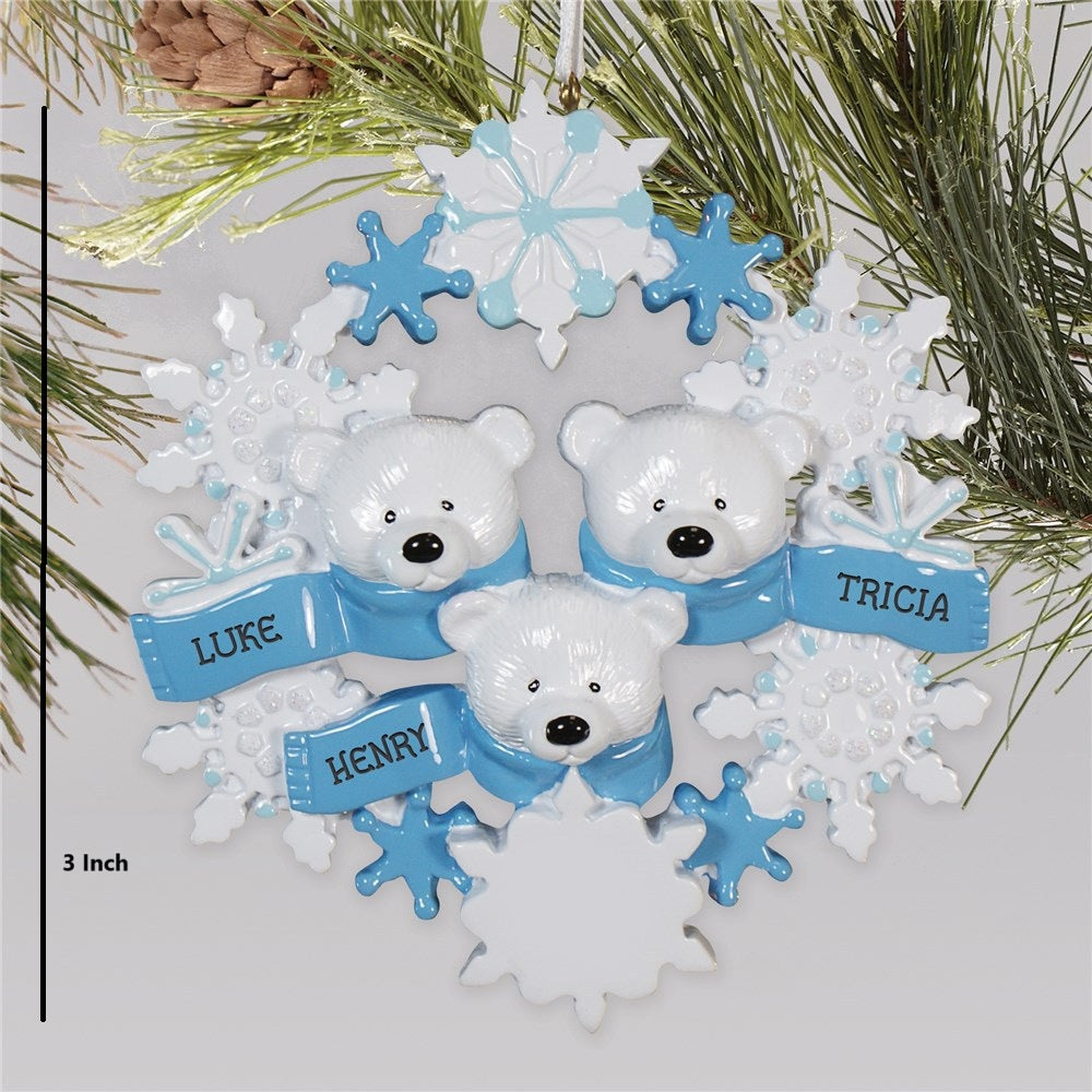 Personalized Christmas Ornament for Tree – Custom Gift Wrapped Polar Bear Ornament 2/3/4/5/6