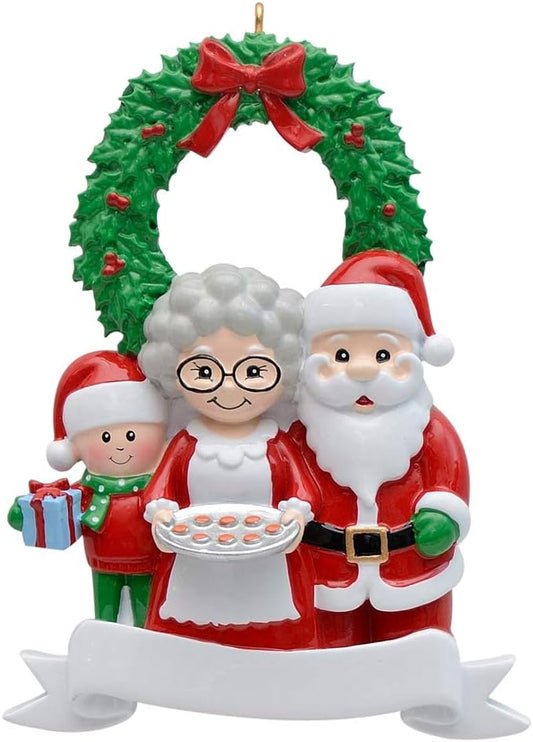 Personalized Christmas Ornaments - Santa and Mrs. Claus with 1/2/3/4/5 Kid Family Ornament - Unique Christmas Keepsake Gifts for Kids, Grandkids, Grandparents