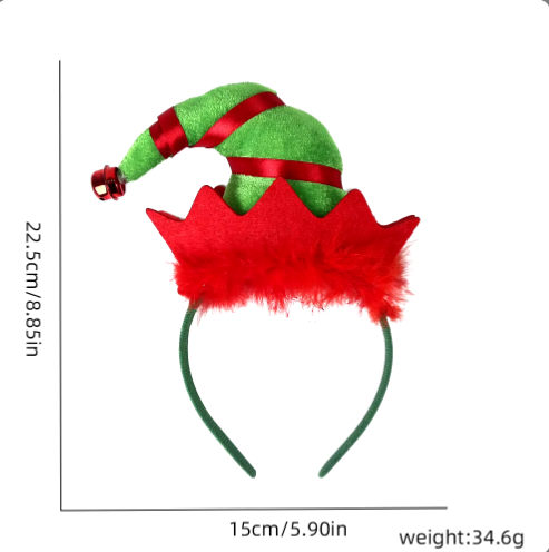 Cartoon three-dimensional girl plastic Miss elf hat christmas tree candy cane clothing non-woven fabric hat child decorations adult accessories Hair ring