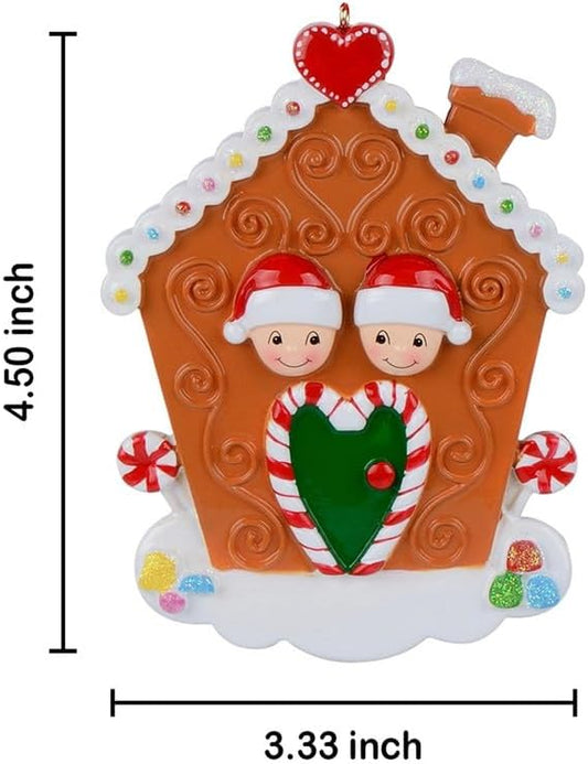 Personalized Ornaments Gingerbread House Ornament, Family of 2 Gingerbread Couple Ornament