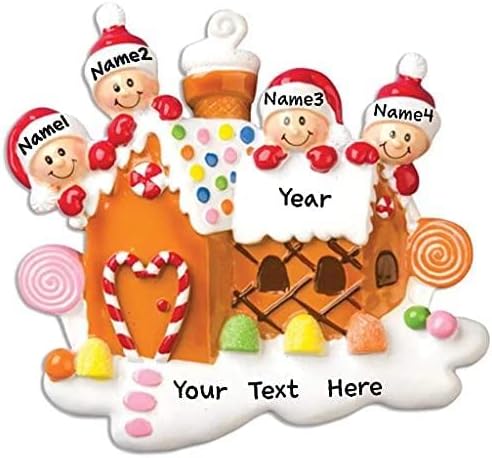 Personalized Gingerbread House Family Christmas Tree Ornament Free Personalized Family of 2/3/4/5/6