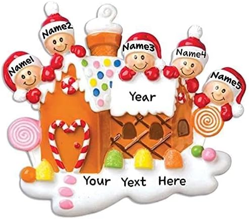 Personalized Gingerbread House Family Christmas Tree Ornament Free Personalized Family of 2/3/4/5/6