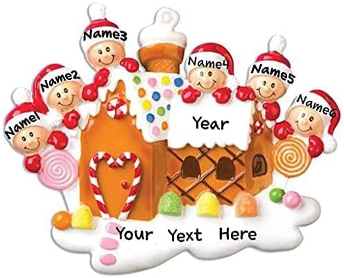 Personalized Gingerbread House Family Christmas Tree Ornament Free Personalized Family of 2/3/4/5/6