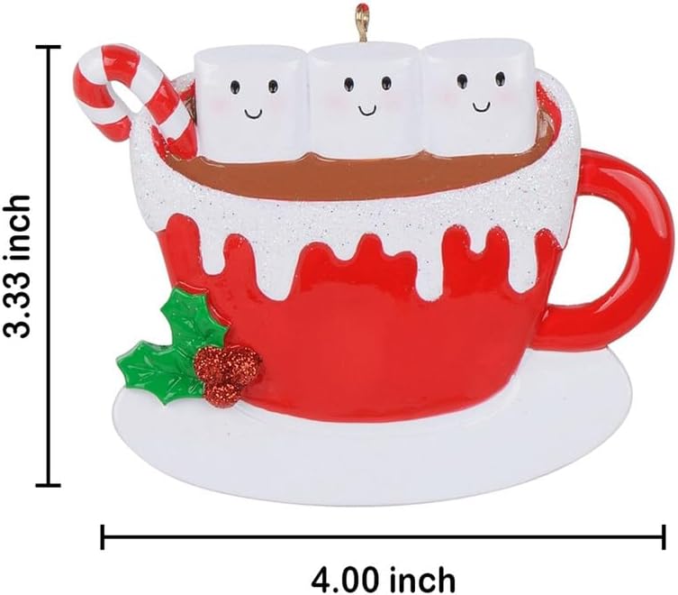 Personalized Ornamnets Hot Chocolate Marshmallow Mug Family Christmas Tree Ornament 2024