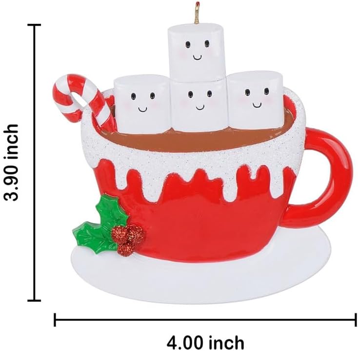 Personalized Ornamnets Hot Chocolate Marshmallow Mug Family Christmas Tree Ornament 2024