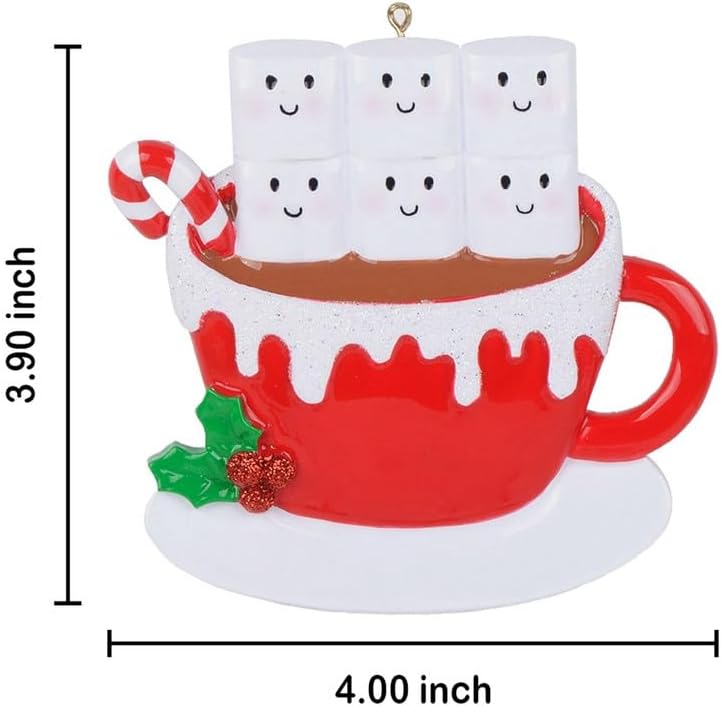 Personalized Ornamnets Hot Chocolate Marshmallow Mug Family Christmas Tree Ornament 2024