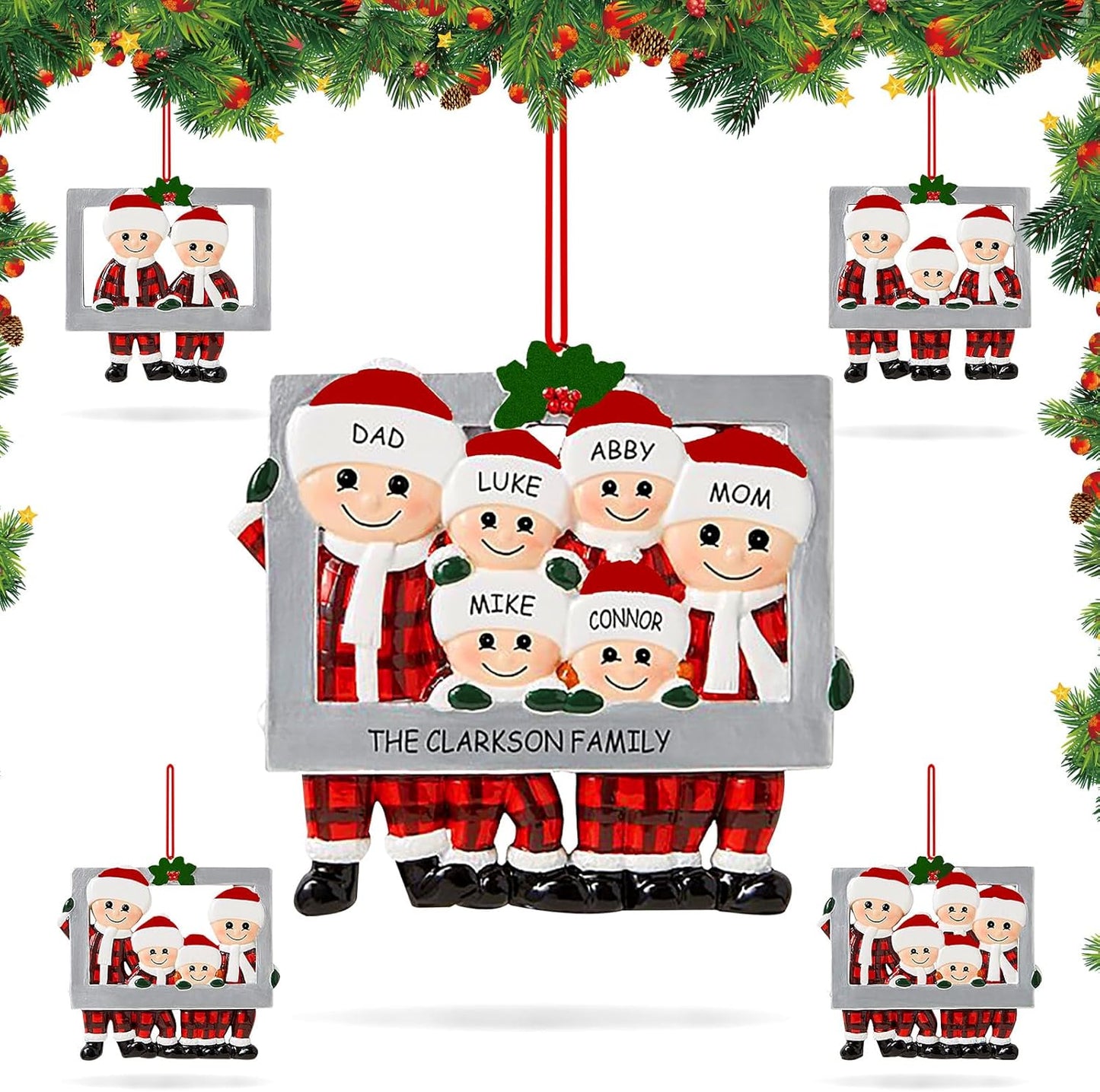 Personalized Family Photo Frame Christmas Ornaments 2024 Family of 2/3/4/5/6