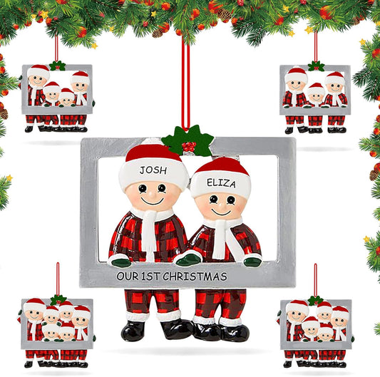 Personalized Family Photo Frame Christmas Ornaments 2024 Family of 2/3/4/5/6