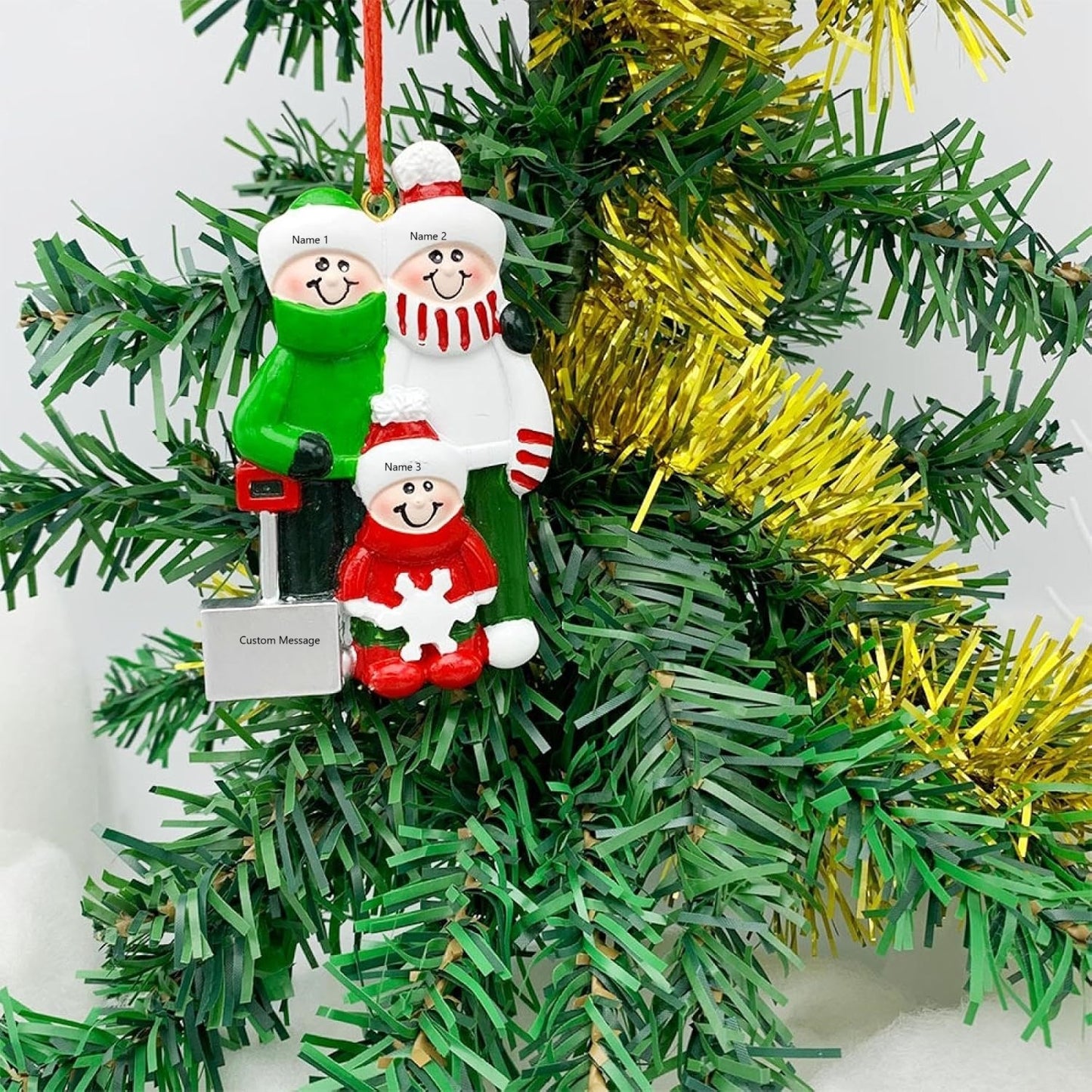 Personalized Christmas Tree Decorations Family of 2/3/4/5 Resin DIY Crafts Decorative Hanging Pendant for Xmas Tree Family Sleigh  Pendant