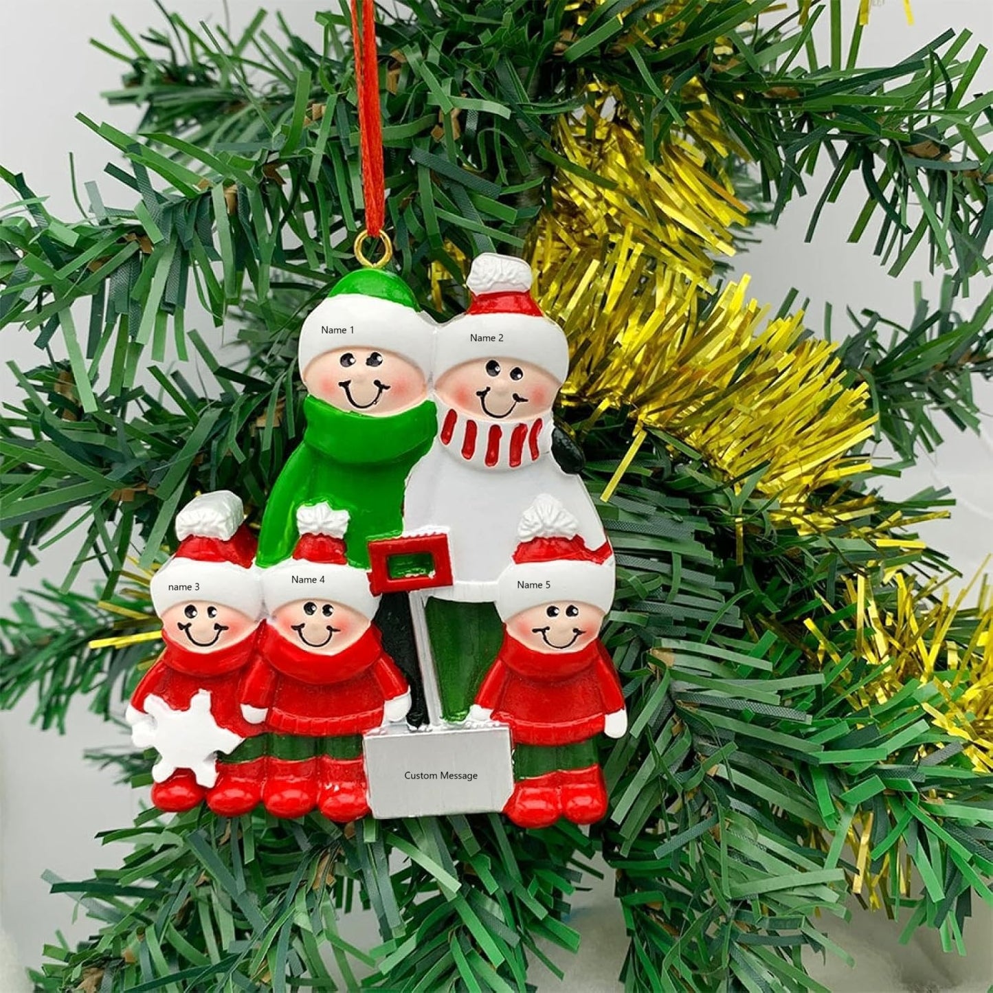 Personalized Christmas Tree Decorations Family of 2/3/4/5 Resin DIY Crafts Decorative Hanging Pendant for Xmas Tree Family Sleigh  Pendant