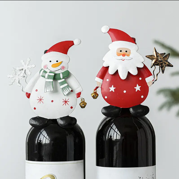 2 Pack 2 Variation Christmas Decor Wine Bottle Xmas Decoration Santa Claus Snowman Wine Bottle Decoration Christmas Wine Bottle Cover