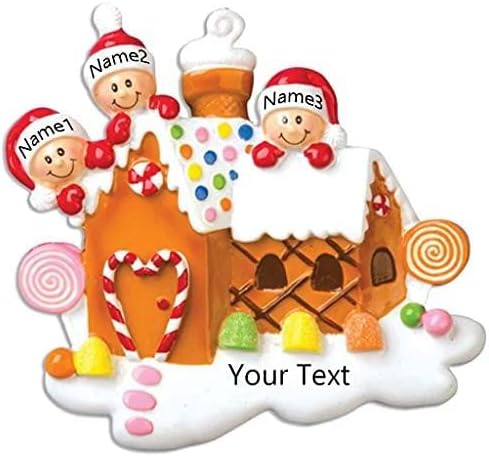 Personalized Gingerbread House Family Christmas Tree Ornament Free Personalized Family of 2/3/4/5/6