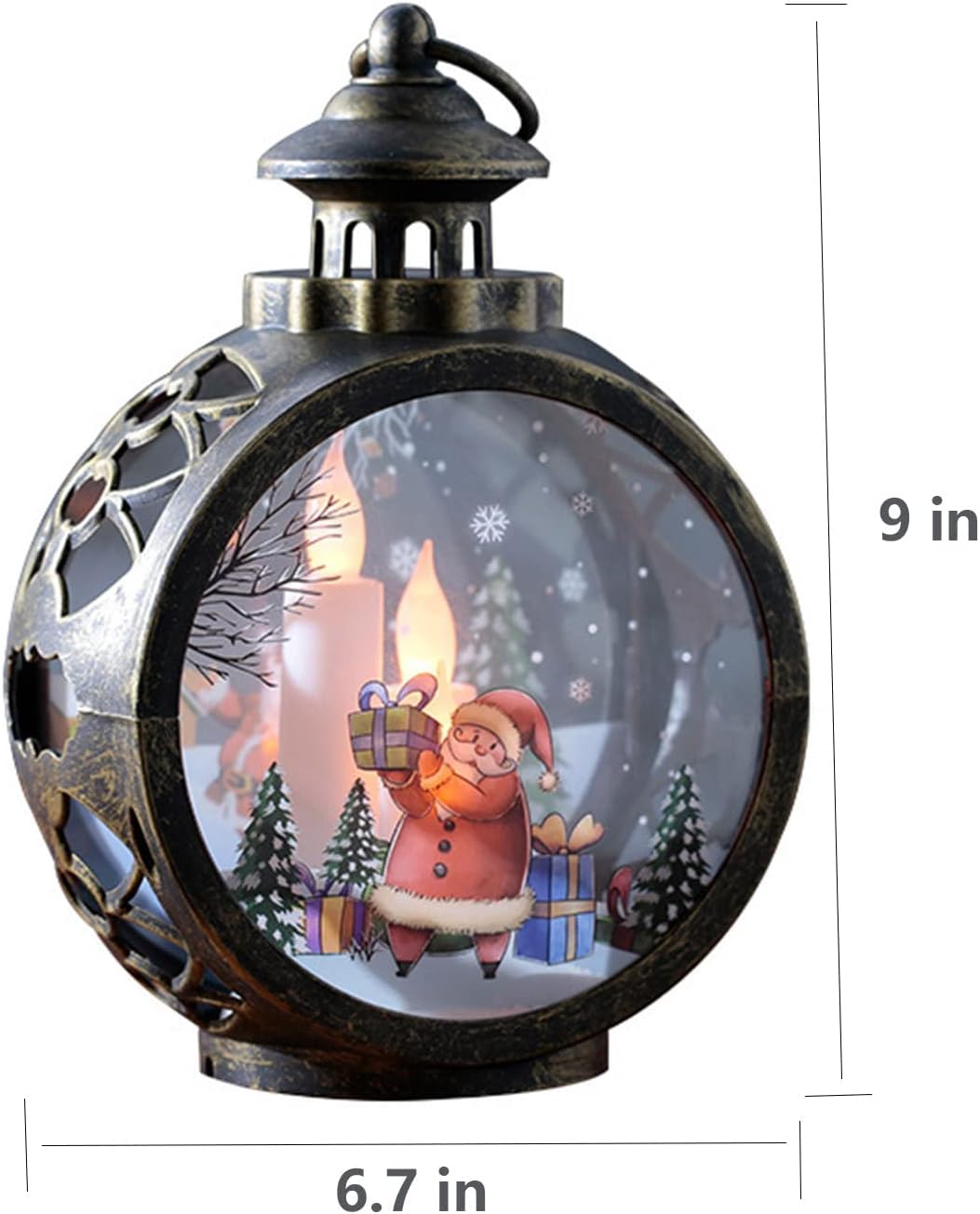 Large Christmas Decoration Lights, Retro LED Lighting, Window Pendants, Indoor and Outdoor Decoration Lights, Creative Decoration Props (Santa Claus, Snowman) (Bronze/White Santa)