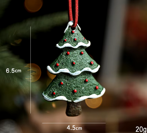 4 Pack 4 variations Resin Vintage Christmas Painted Christmas Tree Pendant