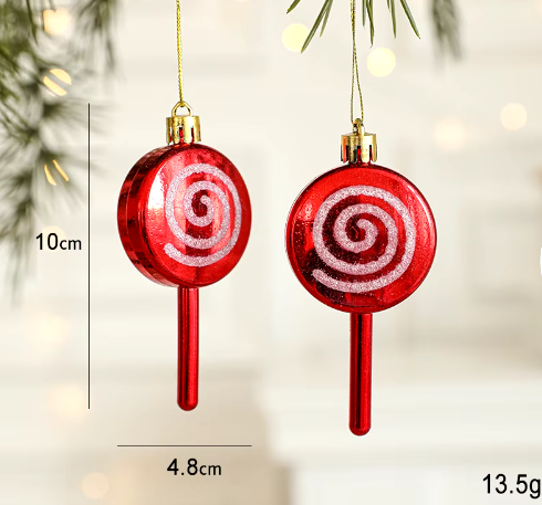 6 Pack 3 variations Lucky Christmas Assorted Ornaments Set