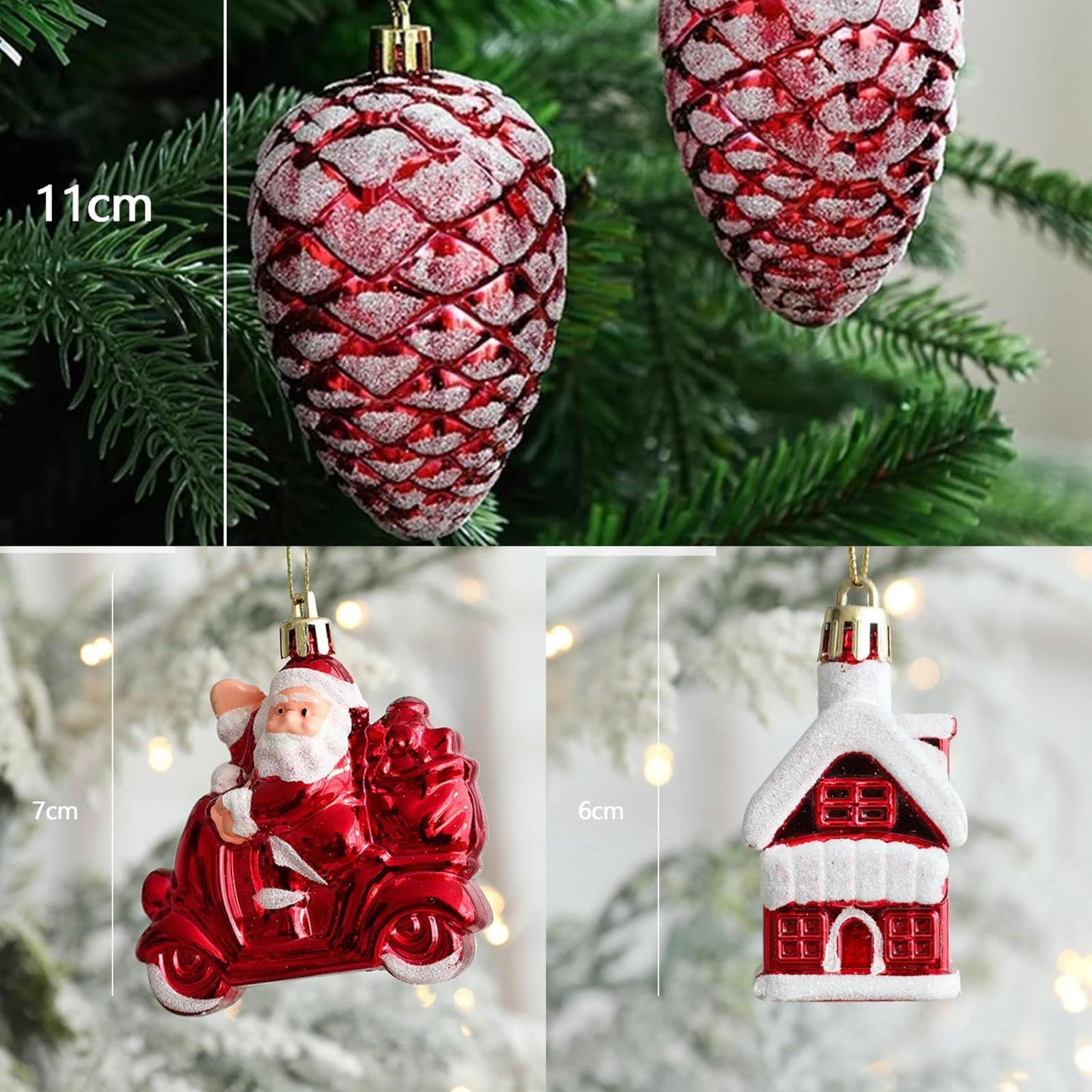 6 Pack 3 variations Lucky Christmas Assorted Ornaments Set