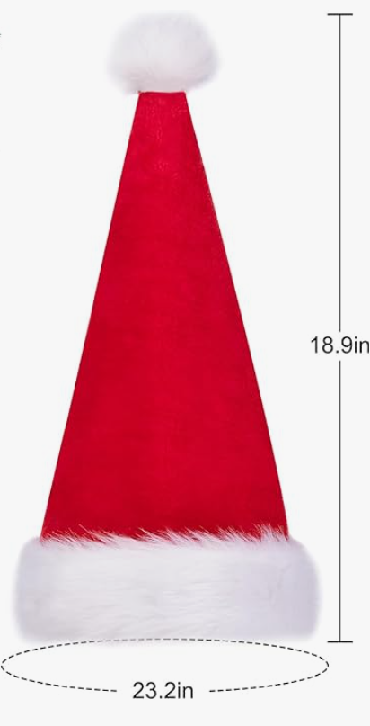 Santa Hat Christmas Hat Men Women: Adult Xmas Holiday Santa Hat - Unisex Comfort Christmas Hats Extra Thicken Classic for Christmas New Year Festive Party Supplies