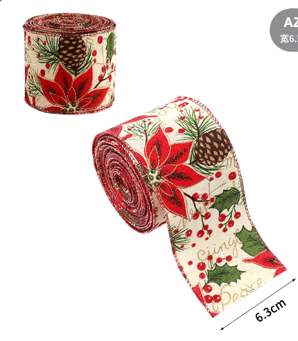 7 Yard x 2.5 Inch Christmas  Ribbon for Christmas Wrapping Crafts Decoration